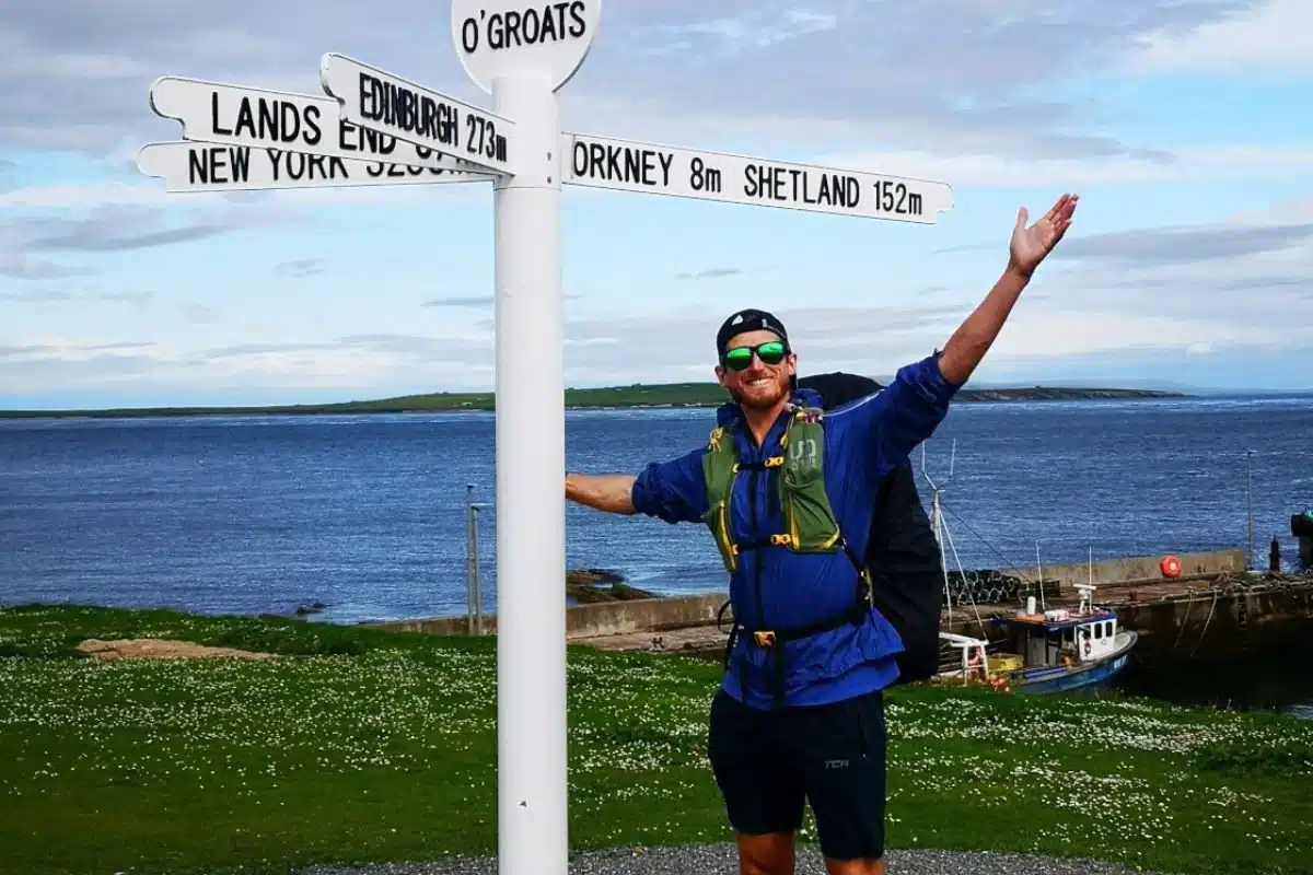 Danny at the start of his John O' Groats to Land's End 1000 miles run