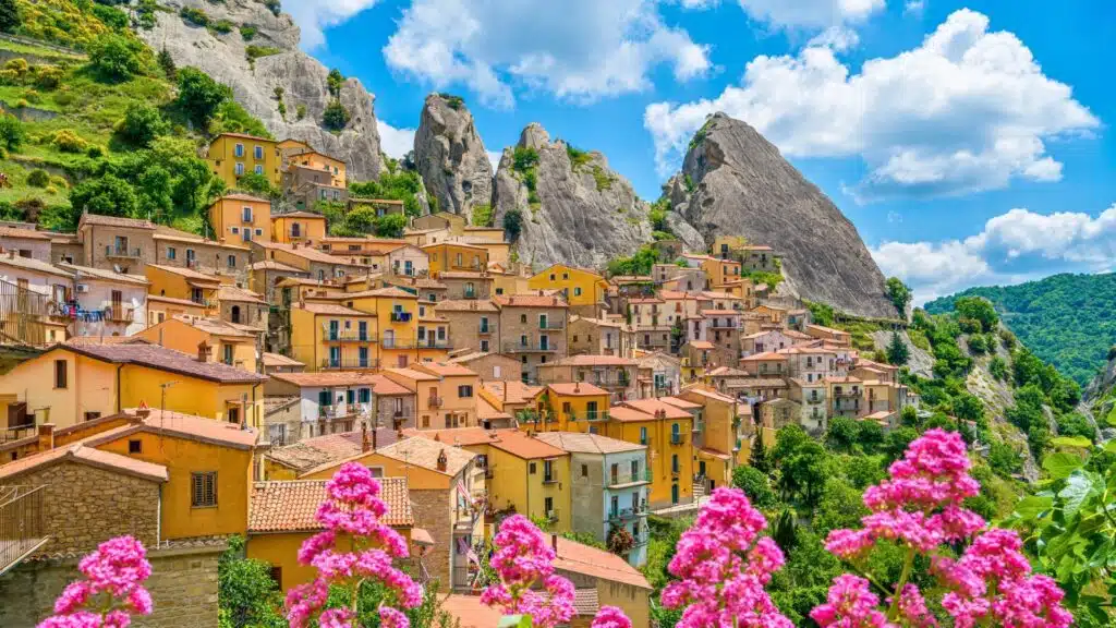 View of Castelmezzano in Italy